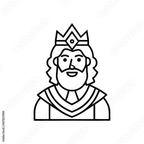 King line art drawing, King line art vector, Royal king line art