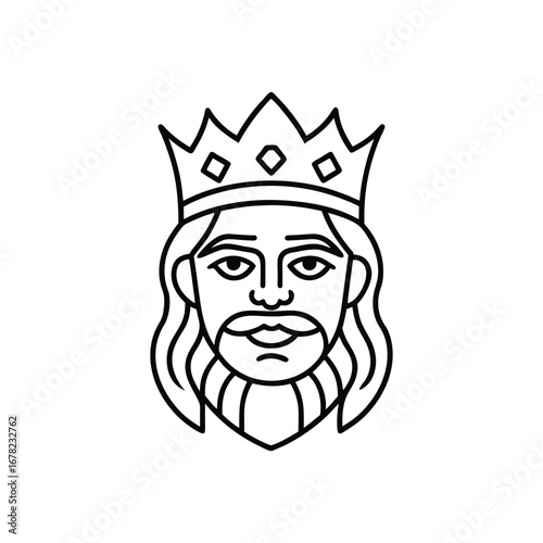 King line art drawing, King line art vector, Royal king line art