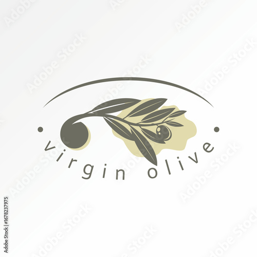 Logo design graphic concept creative premium vector stock image top sell fruit leaves of virgin olive raw cooking tasty garden farmer organic nature