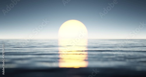 Wave sea beach and sunset sky abstract background. Nature and summer concept. 3d render.	