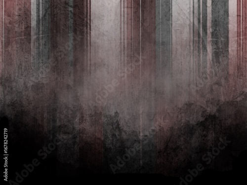 黒いもやと古びた茶系のストライプ模様の退廃的な背景