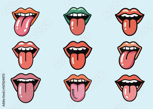 Tongue icon, tongue vector Set