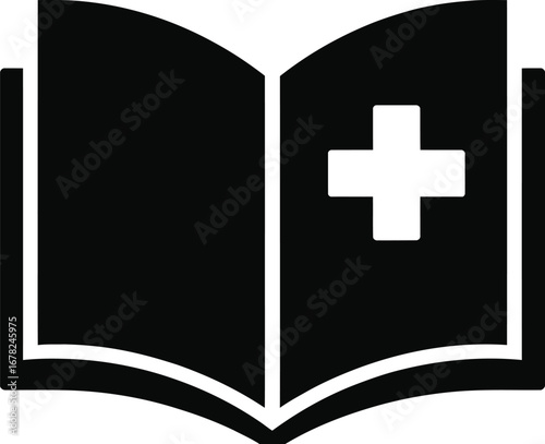 Open book with medical cross health