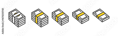 お金。お札。札束。レイアウト。アイコン。Money. Bills. Banknotes. Layout. Icon.