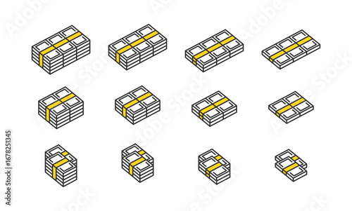 お金。お札。札束。レイアウト。アイコン。Money. Bills. Banknotes. Layout. Icon.