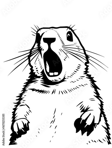 Startled prairie dog shouting with expressive open mouth, an original scalable vector graphics illustration
