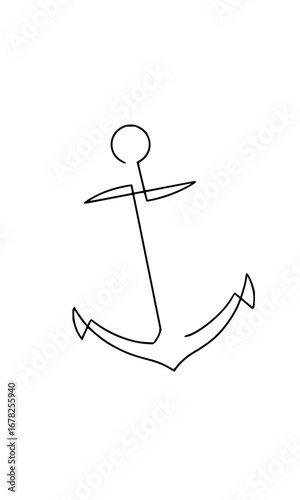Elegant minimalist anchor design, nautical line art for logo or tattoo, simple and modern maritime style