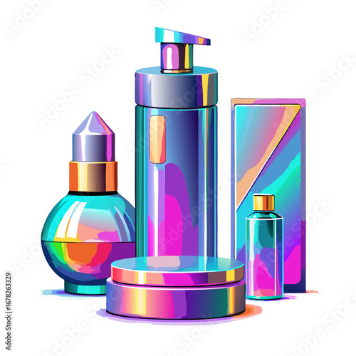 set of cosmetic bottles