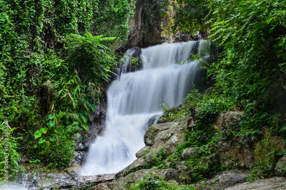 Obraz premium Huay Kaew Waterfall in the rainy season at Doi Suthep-Pui National Park,Chiang mai, Northern Thailand.