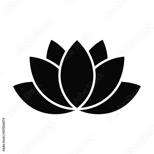 Elegant black lotus flower silhouette symbolizing purity serenity and enlightenment