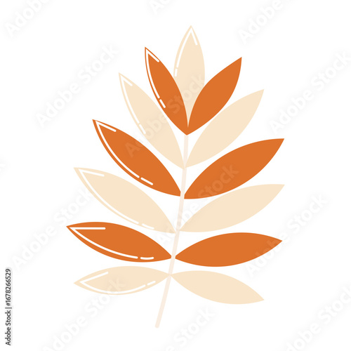 Illustration of stacked orange and cream gradient leaves, botanical decoration element for natural, seasonal, and floral themes.
