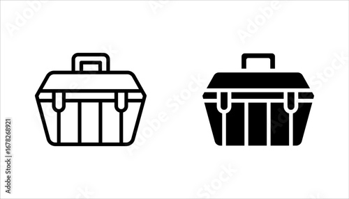 Toolbox icon set. carpenter toolkit icon. hardware tool box sign vector illustration on white background