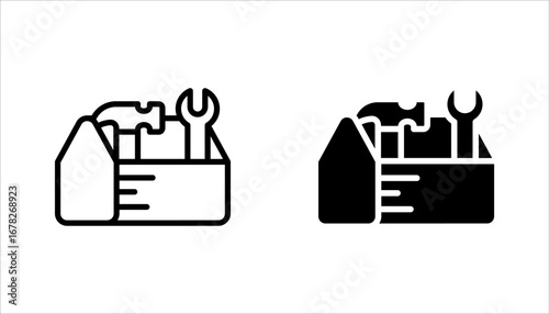 Toolbox icon set. carpenter toolkit icon. hardware tool box sign vector illustration on white background