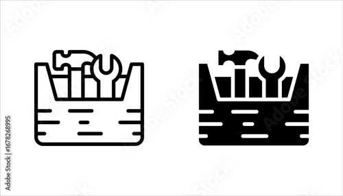 Toolbox icon set. carpenter toolkit icon. hardware tool box sign vector illustration on white background