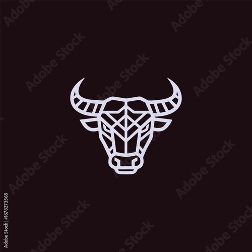 Minimal head bull logo crafted in fine line illustration.