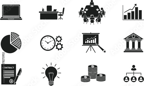 Business Negotiation, Investment, and Success Icons