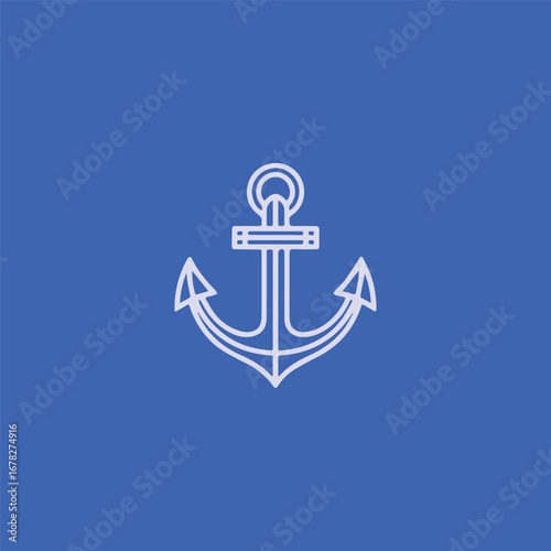 Minimal anchor logo crafted in fine line strokes design.
