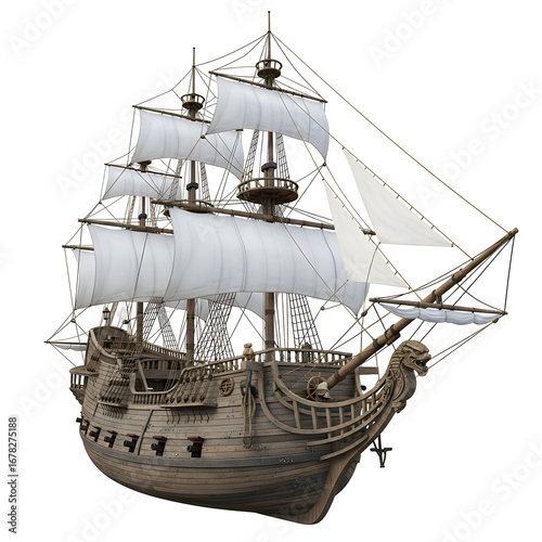 Wallpaper Mural Vintage Sailing Ship Detailed View. Torontodigital.ca