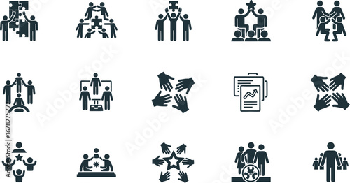 Teamwork, Leadership, and Collaboration Icons
