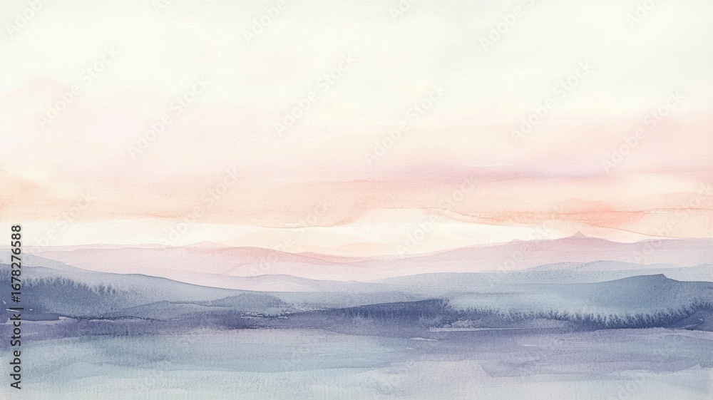 Obraz premium Purple and pink watercolor mountain range
