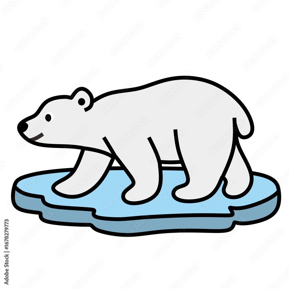 Fototapeta premium Polar Bear Standing on Ice Floe Illustration