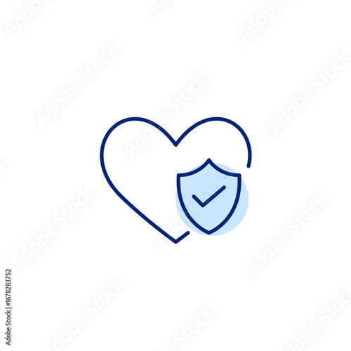 Protected heart health, certified wellness, safe treatment. Pixel perfect, editable stroke vector icon