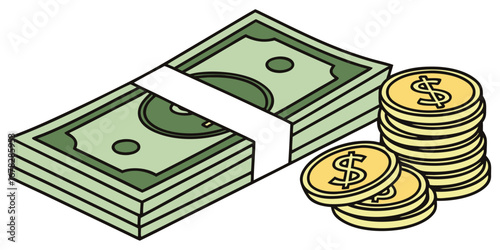 Secure your financial future with a growing stack of cash and gleaming gold coins representing wealth and prosperity
