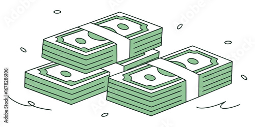 Stacks of cash symbolizing wealth and financial success, perfect for business and investment themes.