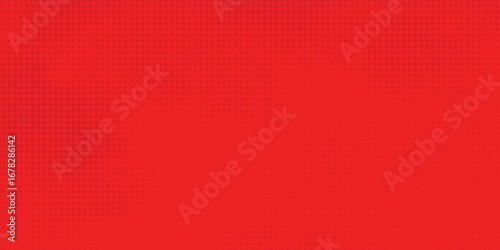 Abstract dots halftone red color pattern gradient texture with technology digital background. Pop art comics style.