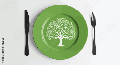 Green plate with tree of life