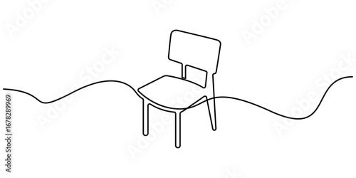 Continuous one line drawing of an office chair. Single line drawing of an executive chair, Continuous line style. Office chair one continuous line drawing vector illustration. Pro vector.