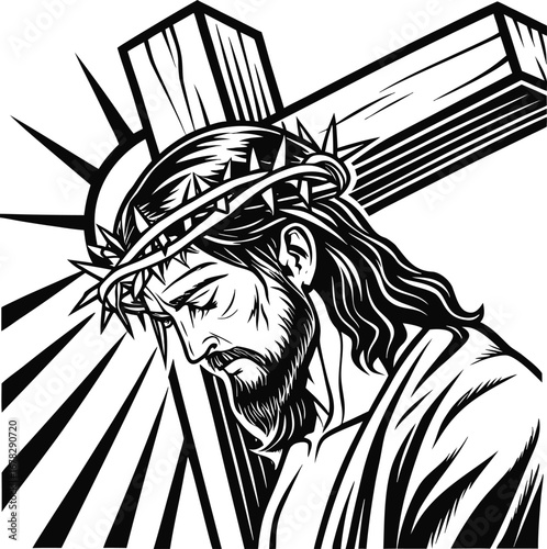 Jesus Christ vector design, Christian vector design, Catholic vector, Jesus Silhouette vector design