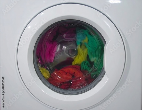 Laundry machine with colorful clothes