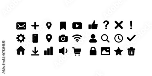 Professional Vector Icon Bundle, Modern Minimal Symbol Collection for UI/UX Design, Symbols for Web and Mobile Apps, Universal Design Symbols