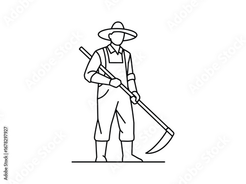 Determined Farmer Harvesting with Sickle Hard Work & Dedication