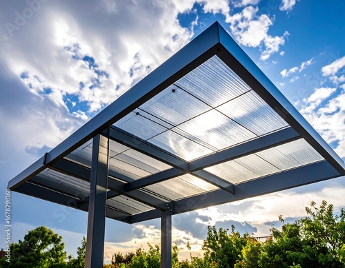 Modern metal canopy with translucent roof