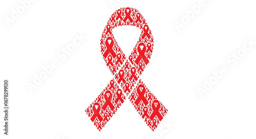 Red ribbon made of smaller red ribbons, symbolizing awareness and support