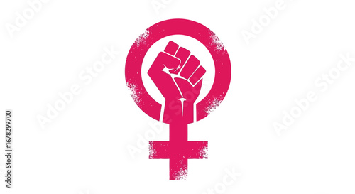 Feminist symbol of a raised fist within the female gender symbol