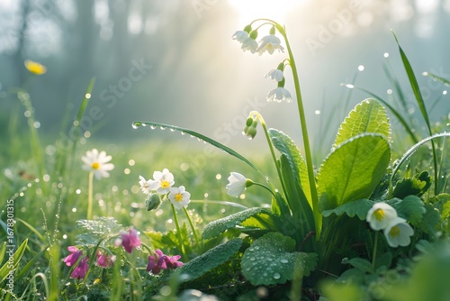 Ethereal Morning Garden: Soft Light and Lush Greenery