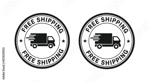 Two free shipping icons with truck illustration