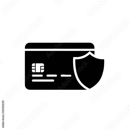 Credit card security concept with shield icon emphasizing protection and financial safety for online transactions and secure banking solutions
