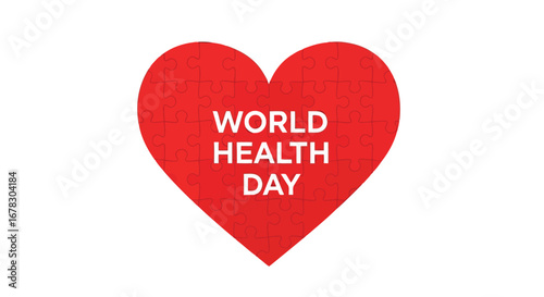 Red heart puzzle with text world health day
