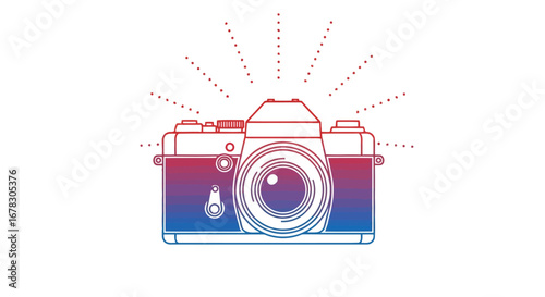 Modern camera illustration with gradient effect
