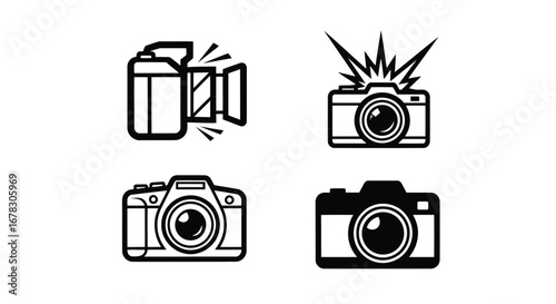 Collection of four camera icons