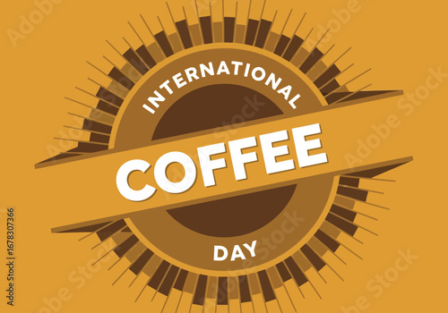 International coffee day celebration logo with text coffee day