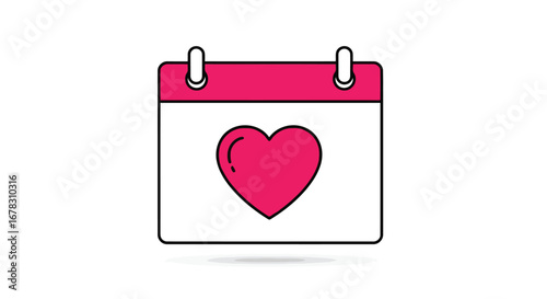 Pink heart on a calendar page
