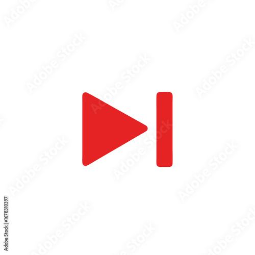 Free Download Minimalist vector symbol of a red fast-forward button, featuring two solid triangular arrows pointing right, flat style with bold edges, designed for digital video and audio control interfaces - GFXLoad