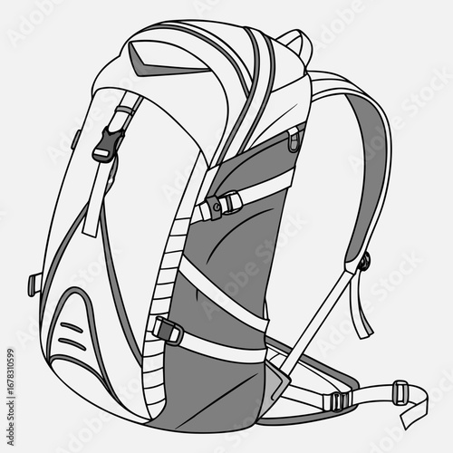 Modern hiking backpack with adjustable straps and buckles for outdoor adventures and travel