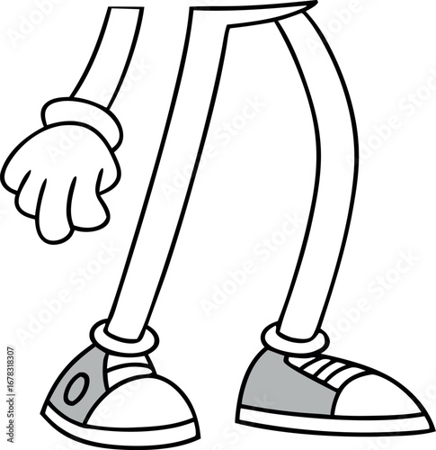 Animated body with arms, legs, hand, and feet wearing sneakers and transparent background