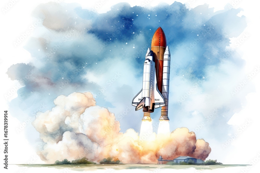 Naklejka premium Aircraft vehicle rocket launch.